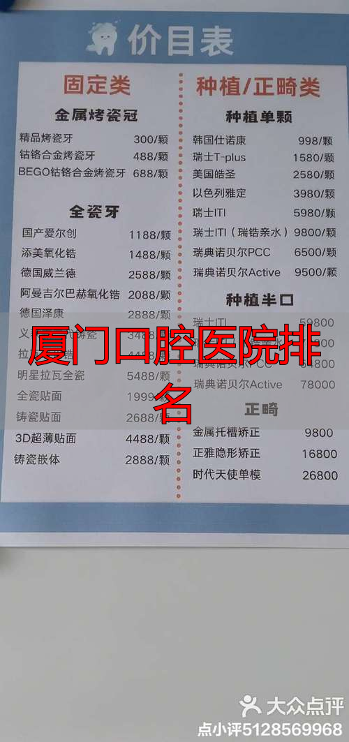 厦门口腔医院排名前十_厦门口腔医院最好的医生_厦门口腔医院排名
