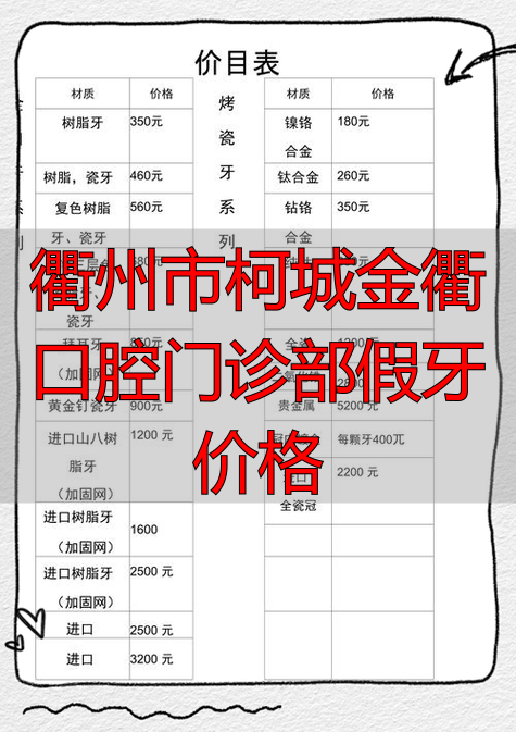 衢州牙科_衢州市柯城金衢口腔门诊部假牙价格_衢州牙齿矫正哪个医生好