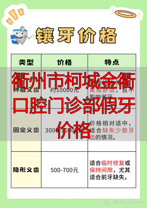 衢州市柯城金衢口腔门诊部假牙价格_衢州牙齿矫正哪个医生好_衢州牙科