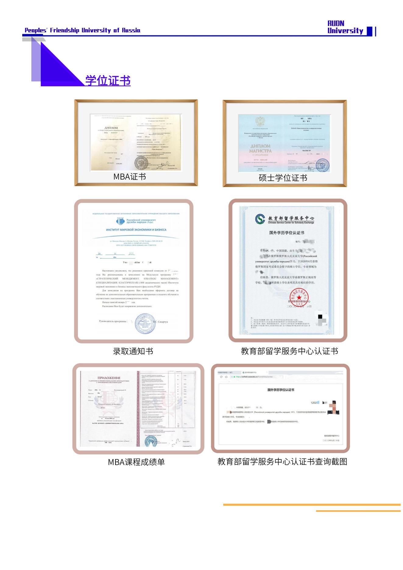 俄罗斯人民友谊大学经济学硕士学位证书_俄罗斯人民友谊大学经济学硕士MBA证书_mba毕业后得到什么证书